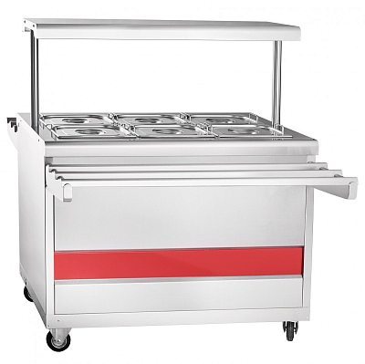 Мармит 2-х блюд Abat ЭМК-70ПМ паровой, полка с подсветкой,с г/емкостями,1120 мм, кашир.