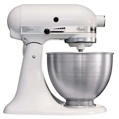 Миксер планетарный бытовой KitchenAid Classic , дежа 4.28 л, 3 насадки, белый, 5K45SSEWH