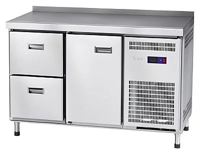 Стол холодильный среднетемпературный Abat СХС-60-01 неохлаждаемая столешница с бортом, дверь, ящики 1/2